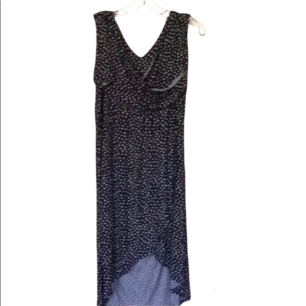 Daisy Fuentes Polkadot Sundress High Low Hem Black White Draped Bust NEW